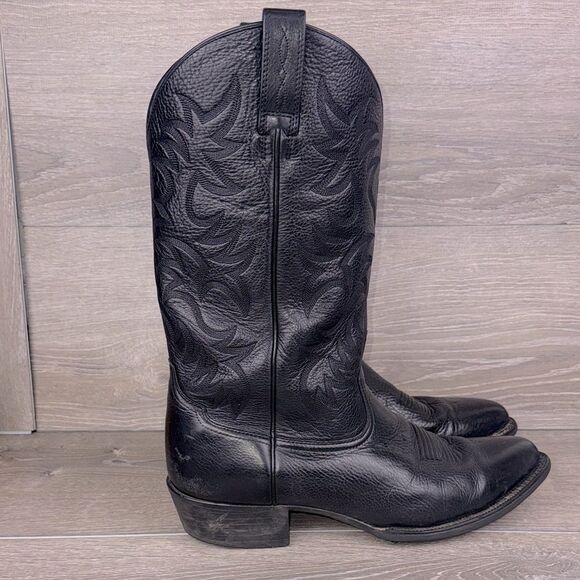 Ariat Heritage Western R Toe Men’s Sz 14D Black Leather Pull On Cowboy Boots - Picture 1 of 13